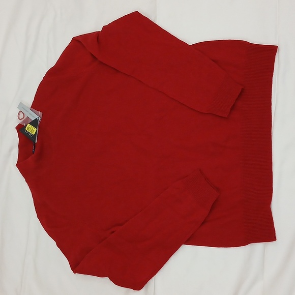 NWT Prive 100% red washable cashmere mock neck turtle neck sweater sz XL - Picture 5 of 6